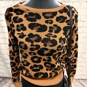 Ann Taylor Factory Black and Brown Patterned Sweater